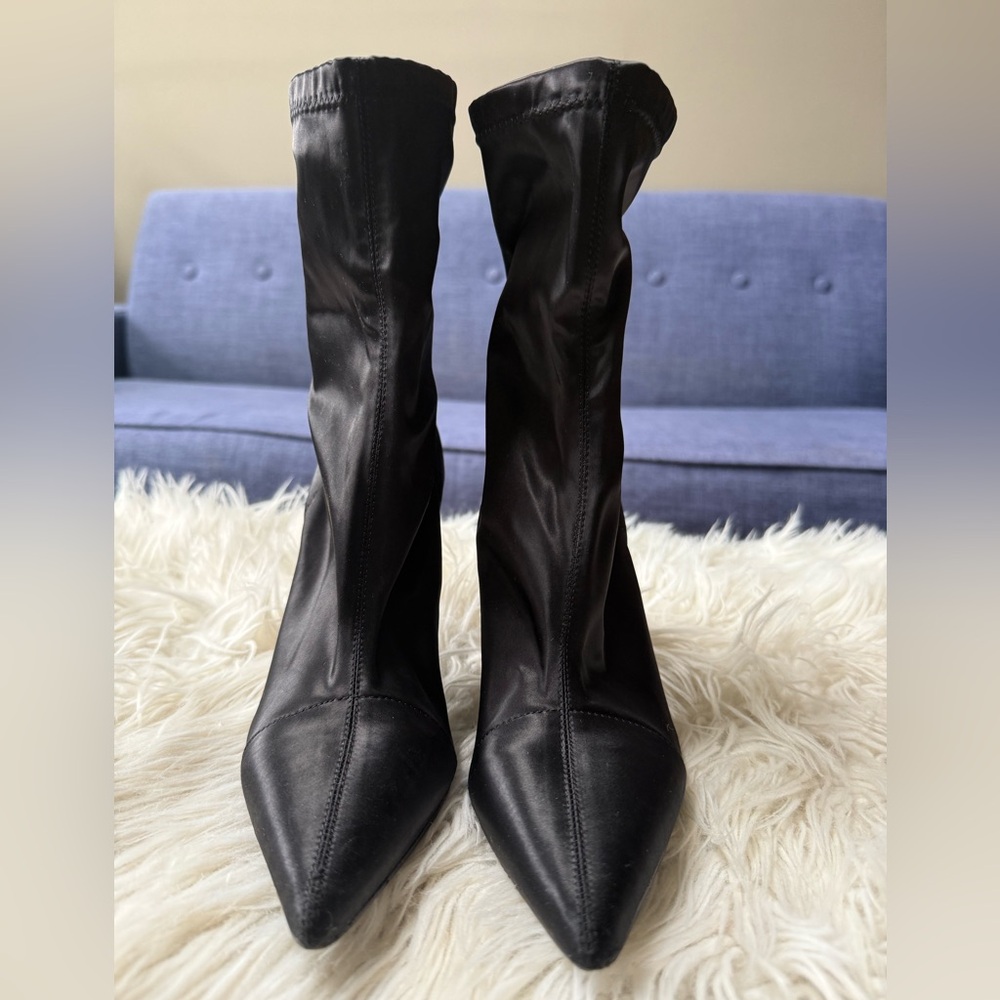 RAYE BEVY BOOTIE IN BLACK SATIN